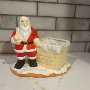 Vintage Ceramic Santa Claus  Chimney Planter Small Plant